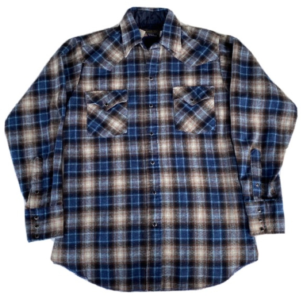 Vintage Panhandle Slim Long Sleeve Pearl Snap Western Shirt Mens Medium USA Made